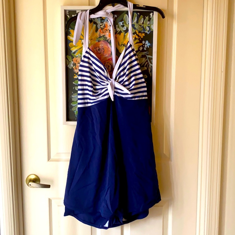 3 for $30 SALE Cocoship Women’s Plus Swim Dress Bathing Suit Navy Halter 6X